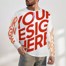 Cargar imagen en el visor de la galería, Camisa Henry para hombre A37L cuello redondo manga larga tapeta con botones personalizado con patrón foto texto (impresión de imágenes múltiples)
