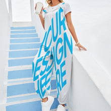Cargar imagen en el visor de la galería, Mono suelto pantalones casual con tirantes lazo de moda para mujer RP Personalizado con Impresión Completa de una imagen con Foto Logo Patrón Texto
