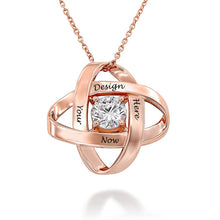 Cargar imagen en el visor de la galería, Collar Personalizado con Anillo Mobius Doble Piedra Natal X0028 con texto nombre para mujer hombre Longitud Ajustable en plata de ley 925 chapado de oro rosa de 18K
