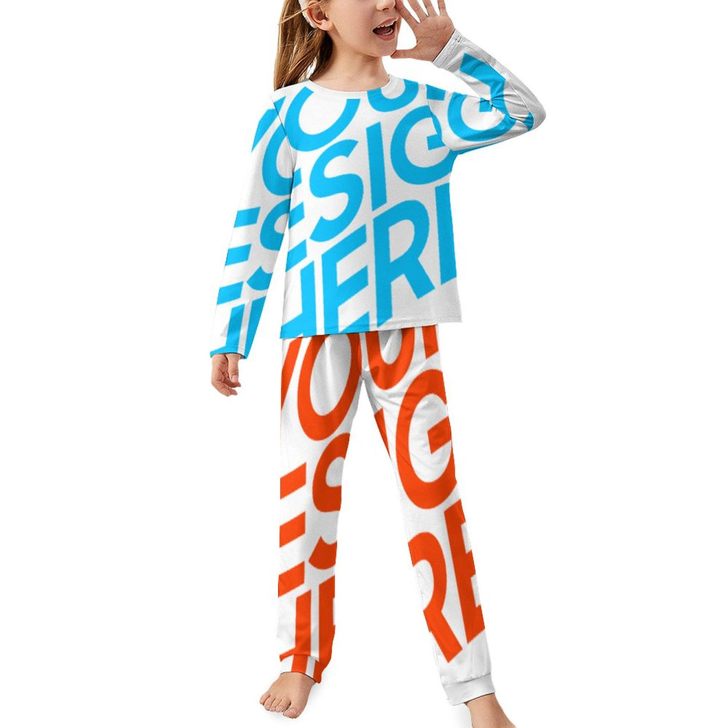 Pijama Traje largo cómodo casual con cuello redondo estamapdo para niñas JTZ Personalizado con Impresión Completa de una imagen con Foto Logo Patrón Texto