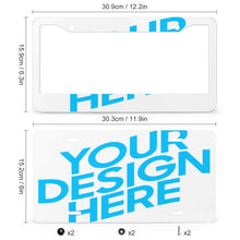 Cargar imagen en el visor de la galería, Marco de matrícula placa de matrícula de aluminio impreso, 2 agujeros de tornillo, capa transparente de protección UV, resistente a la intemperie, 2 piezas QC1101015 Personalizado Personalizada con Foto, Texto o Logo

