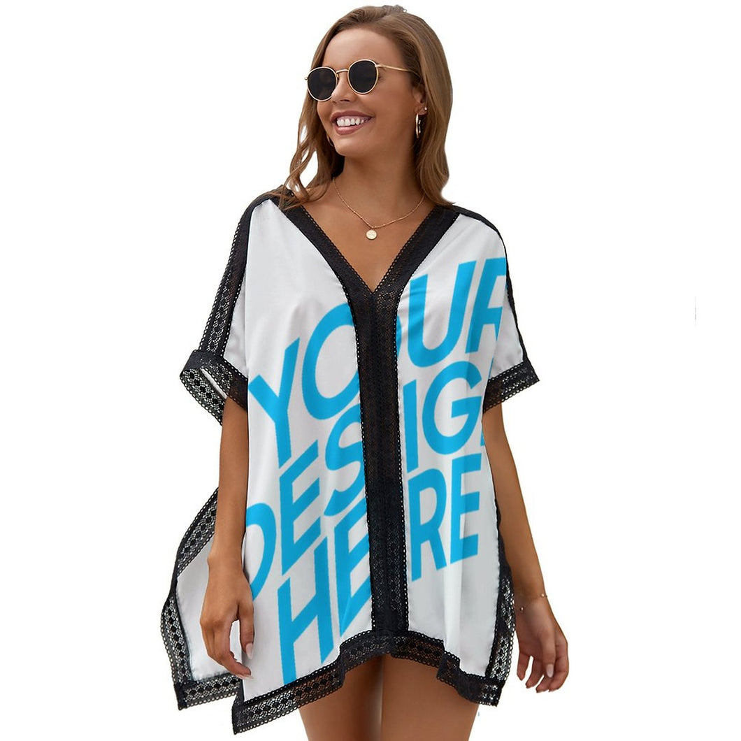 Blusa Cubierta para traje de baño en playa con Cuello en V para Mujer ZS907 Personalizada con impresión completa de una sola imagen con Foto Logo Patrón Texto
