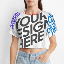Cargar imagen en el visor de la galería, Camiseta crop top para mujer NT29 personalizado con patrón foto texto (impresión de imágenes múltiples)
