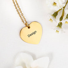 Cargar imagen en el visor de la galería, Collar de Corazón de Acero Titanio Chapado en Oro / Oro Rosa para Mujer Hombre SS1401094 Grabado Personalizado con Textos Nombres Letras
