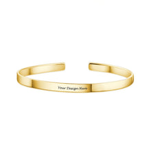 Cargar imagen en el visor de la galería, Brazalete / Pulsera Abierta de Plata 925 / Cobre chapado en Oro / Oro Rosa para Mujer Hombre S0046 Grabado Personalizado con Texto Nombre
