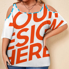 Cargar imagen en el visor de la galería, Camiseta sexy de talla grande manga media con hombros descubiertos AVT Personalizada con Impresión Completa de múltiples imágenes con Foto Logo Patrón Texto
