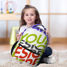 Cargar imagen en el visor de la galería, Mochila con estampado de 8 imágenes, mochila escolar impermeable para niños, niñas, adolescentes, personalizada con texto de patrón de foto
