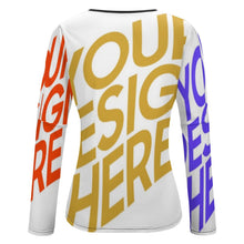 Cargar imagen en el visor de la galería, Blusa Camisa de manga larga con hombros descubiertos Sexy de mujer NZ150 Personalizada con impresión completa de múltiples imágenes con Foto Logo Patrón Texto

