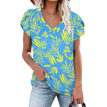 Cargar imagen en el visor de la galería, Camiseta manga corta cuello en V de moda para mujer AHT Personalizada con Impresión Completa de una imagen con Foto Logo Patrón Texto
