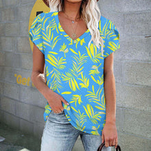 Cargar imagen en el visor de la galería, Camiseta manga corta cuello en V de moda para mujer AHT Personalizada con Impresión Completa de una imagen con Foto Logo Patrón Texto
