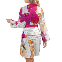 Cargar imagen en el visor de la galería, Camisón de manga larga con estampado cinturón para mujer ASWQ Personalizado con Impresión Completa de múltiples imágenes con Foto Logo Patrón Texto
