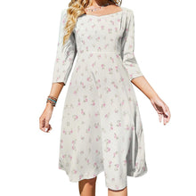 Cargar imagen en el visor de la galería, Vestido estampado cuello en V lazo espalda manga 3/4 para mujer B272 Personalizado con Impresión Completa de múltiples imágenes con Foto Logo Patrón Texto
