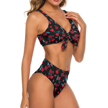 Cargar imagen en el visor de la galería, Bikini triangular con estampado de 2 piezas con lazo decorativo BK2051 Personalizado con impresión completa de una imagen con Foto Logo Patrón Texto
