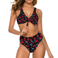 Bikini triangular con estampado de 2 piezas con lazo decorativo BK2051 Personalizado con impresión completa de una imagen con Foto Logo Patrón Texto