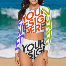 Cargar imagen en el visor de la galería, Traje de baño / Bikini de manga larga CL7021 Personalizado con impresión completa con Foto Logo Patrón Texto
