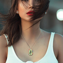 Cargar imagen en el visor de la galería, Collar de Dorado Rosa con Diamantes de Colores de Aleación con Impresión Digital de Diseño Personalizado con Tu Nombre o Foto
