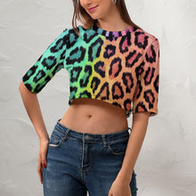 Cargar imagen en el visor de la galería, Camiseta corta Crop Top Sexy Manga Corta con Cuello Redondo de mujer NZ110 Personalizada con Impresión Completa de una imagen con Foto Logo Patrón Texto
