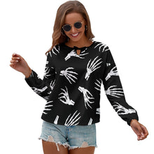 Cargar imagen en el visor de la galería, Blusa Camiseta de Manga Larga con Lazo de Moda para Mujer NZ104 Personalizada con Impresión Completa de una imagen con Foto Logo Patrón Texto
