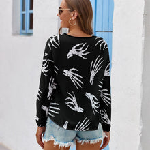 Cargar imagen en el visor de la galería, Blusa Camiseta de Manga Larga con Lazo de Moda para Mujer NZ104 Personalizada con Impresión Completa de una imagen con Foto Logo Patrón Texto
