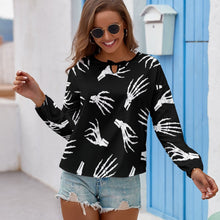 Cargar imagen en el visor de la galería, Blusa Camiseta de Manga Larga con Lazo de Moda para Mujer NZ104 Personalizada con Impresión Completa de una imagen con Foto Logo Patrón Texto
