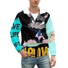 Cargar imagen en el visor de la galería, Chaqueta Corta Ligera Deportiva con Capucha Casual para Hombre A537 Personalizada con Impresión Completa de múltiples imágenes con Foto Logo Patrón Texto
