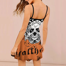 Cargar imagen en el visor de la galería, Vestido Espalda Abierta Sexy con Volantes de Tirantes para mujer NZ002 Personalizado con Impresión Completa de una imagen con Foto Logo Patrón Texto
