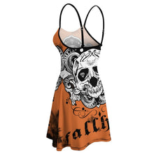 Cargar imagen en el visor de la galería, Vestido Espalda Abierta Sexy con Volantes de Tirantes para mujer NZ002 Personalizado con Impresión Completa de una imagen con Foto Logo Patrón Texto
