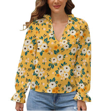 Cargar imagen en el visor de la galería, Blusa Larga Manga Abullonada Camisa con Farol de Moda para Mujer GS Personalizada con Impresión Completa de una imagen con Foto Logo Patrón Texto
