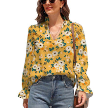 Cargar imagen en el visor de la galería, Blusa Larga Manga Abullonada Camisa con Farol de Moda para Mujer GS Personalizada con Impresión Completa de una imagen con Foto Logo Patrón Texto

