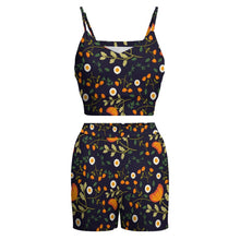 Cargar imagen en el visor de la galería, Traje Crop Top Pantaones cortos sin mangas escote en V con tirantes para mujer HTZ Personalizado con Impresión Completa de múltiples imágenes con Foto Logo Patrón Texto
