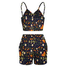 Cargar imagen en el visor de la galería, Traje Crop Top Pantaones cortos sin mangas escote en V con tirantes para mujer HTZ Personalizado con Impresión Completa de múltiples imágenes con Foto Logo Patrón Texto
