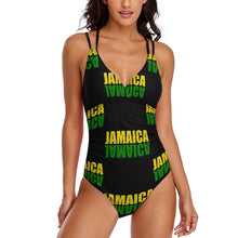 Cargar imagen en el visor de la galería, Traje de baño de una pieza escote profundo V con tirantes LT3154 Personalizado con Impresión Completa de múltiples imágenes con Foto Logo Patrón Texto

