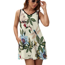 Cargar imagen en el visor de la galería, Vestido con Bolsillos de Cuello en V sin Mangas elegante sexy para Mujer NZ012 Personalizado con Impresión Completa de una imagen con Foto Logo Patrón Texto
