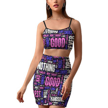 Cargar imagen en el visor de la galería, Conjunto de Falda Mini de Dos Piezas con Tirantes para Mujer NZ018 Personalizado con Impresión Completa con Foto Logo Patrón Texto
