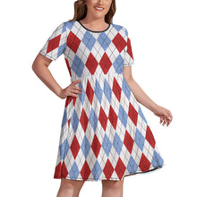 Cargar imagen en el visor de la galería, Vestido de Talla Grande Manga Corta Cintura Elástica para Mujer NZ034 Personalizado con Impresión Completa con Foto Logo Patrón Texto
