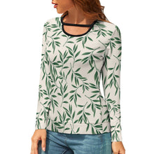 Cargar imagen en el visor de la galería, Camiseta Blusa de Moda Estilo Casual Sueltas Holgada Manga Larga Cuello Redondo para Mujer NZ051 Personalizada con Impresión Completa de múltiples imágenes con Foto Logo Patrón Texto
