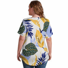 Cargar imagen en el visor de la galería, Camiseta de manga corta con cuello en V talla grande de moda para mujer NZ109 Personalizada con Impresión Completa de una imagen con Foto Logo Patrón Texto
