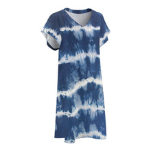 Cargar imagen en el visor de la galería, Vestido holgado de Manga Corta con Cuello en V para mujer NZ2202046 Personalizado con Impresión Completa de una imagen con Foto Logo Patrón Texto
