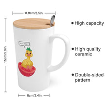 Cargar imagen en el visor de la galería, Taza Cónica con Tapa de Bambú y Cuchara de Acero Inoxidable con Diseño Personalizado Personalizada de Tus Imágenes o Textos
