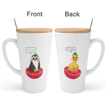 Cargar imagen en el visor de la galería, Taza Cónica con Tapa de Bambú y Cuchara de Acero Inoxidable con Diseño Personalizado Personalizada de Tus Imágenes o Textos

