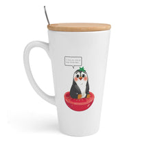 Cargar imagen en el visor de la galería, Taza Cónica con Tapa de Bambú y Cuchara de Acero Inoxidable con Diseño Personalizado Personalizada de Tus Imágenes o Textos

