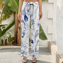 Cargar imagen en el visor de la galería, Pantalones de Pierna Ancha cordón elástico para Mujer NZ203 Personalizados con Impresión Completa de una imagen con Foto Logo Patrón Texto
