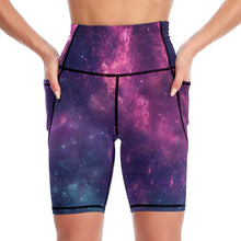Cargar imagen en el visor de la galería, Pantalones Cortos 1/2 de Yoga con Bolsillos para mujer YJ008 Personalizados con Impresión Completa de una imagen con Foto Logo Patrón Texto
