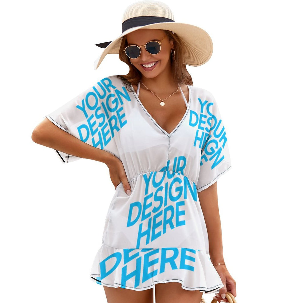 Blusa Cubierta de Una Pieza con Volantes para Mujer NZ031 Personalizada con Impresión Completa de una imagen con Foto Logo Patrón Texto