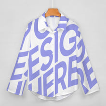 Cargar imagen en el visor de la galería, Camisa con dobladillo irregular manga larga para mujer B648 Personalizada con Impresión Completa de una imagen con Foto Logo Patrón Texto
