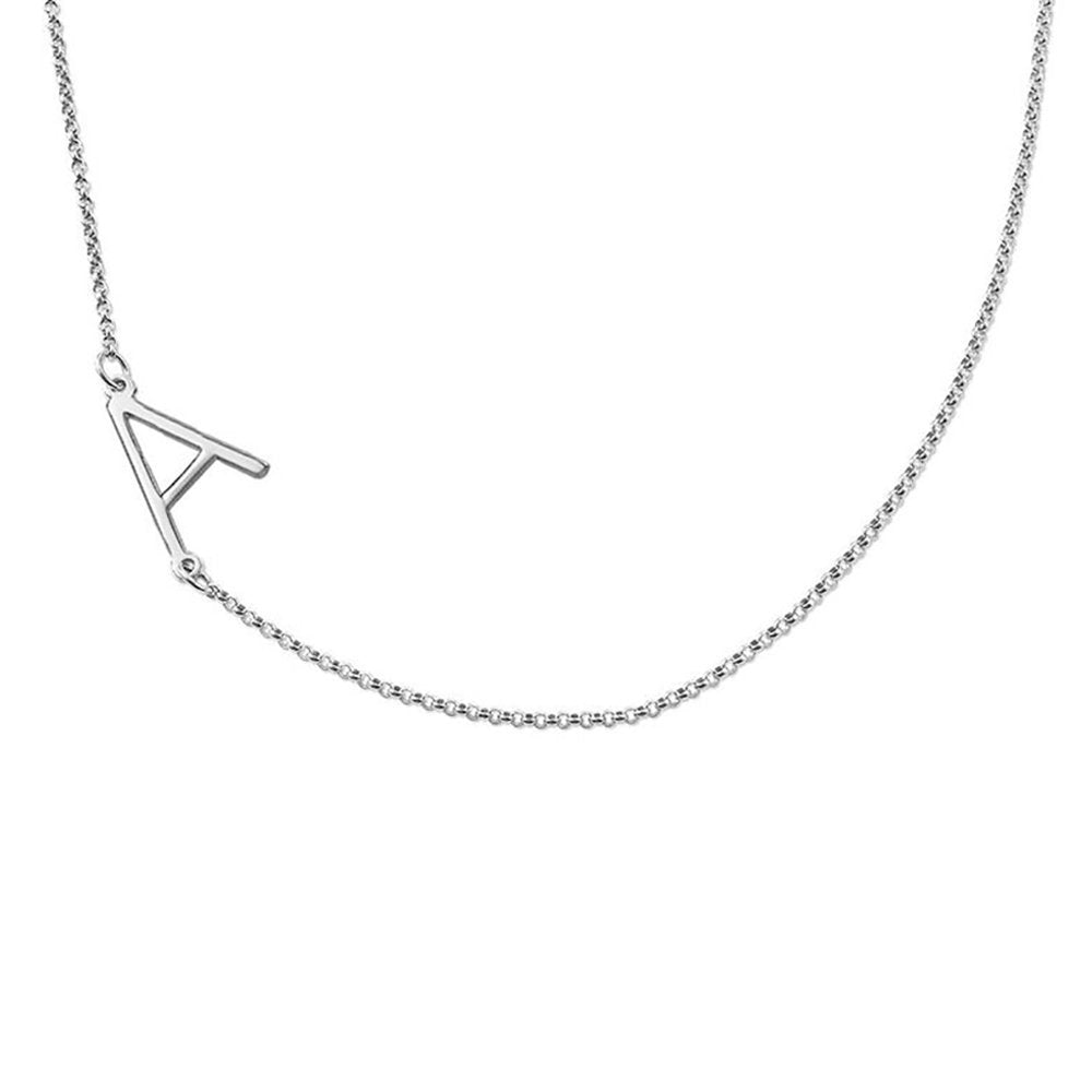 Collar de Letra en Plata de Ley Chapada en Oro / Oro Rosa X0016 Grabado Personalizado con Texto Nombre