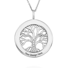 Cargar imagen en el visor de la galería, Collar con Círculo de Árbol de Vida y Circonitas Cúbicas en Plata 925 / Cobre X0006 Grabado Personalizado con Texto Nombre
