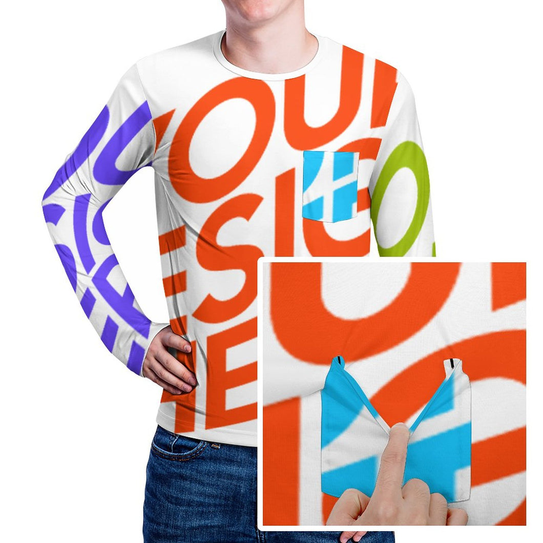 Sudadera / Camiseta manga larga bolsillo pecho para hombre ELREV2 Personalizada con Impresión Completa de múltiples imágenes con Foto Logo Patrón Texto
