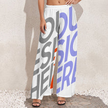 Cargar imagen en el visor de la galería, Pantalones de pierna ancha frescos de verano para mujer NP Personalizados con Impresión Completa de múltiples imágenes con Foto Logo Patrón Texto
