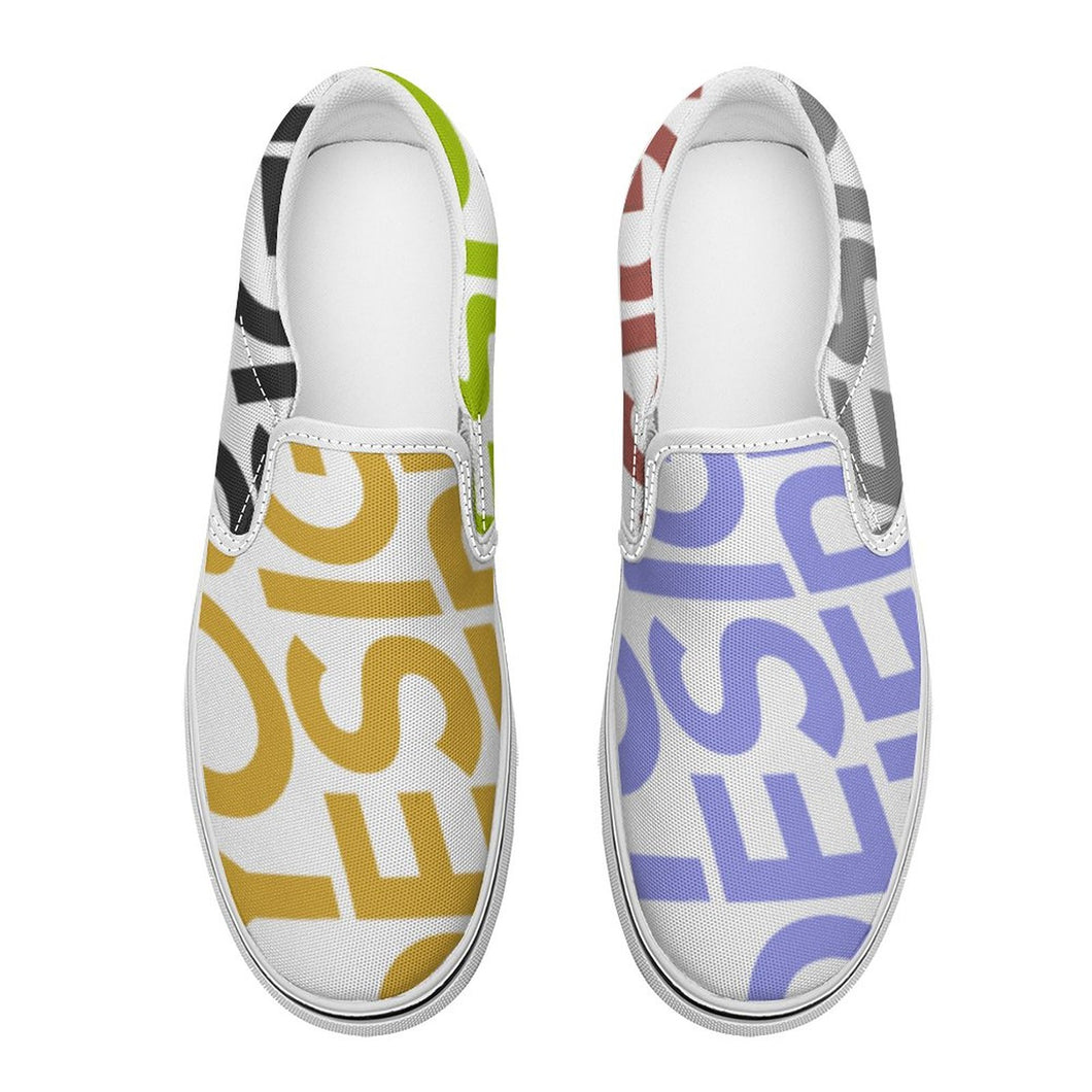 Zapatos de Lienzo sin Cordones Diseño Asimétrico para Mujer Hombre FS0811012 Personalizados con Impresión Completa con Foto Logo Patrón Texto